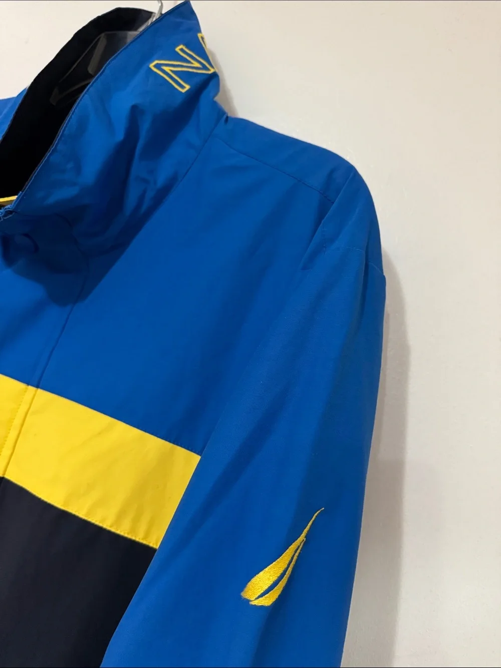 Nautica Men’s Blue & Yellow Colorblock Windbreaker Jacket